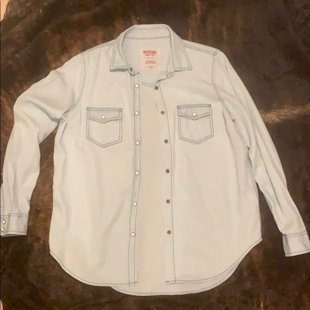 Mossimo chambray pearl snap boyfriend for shirt